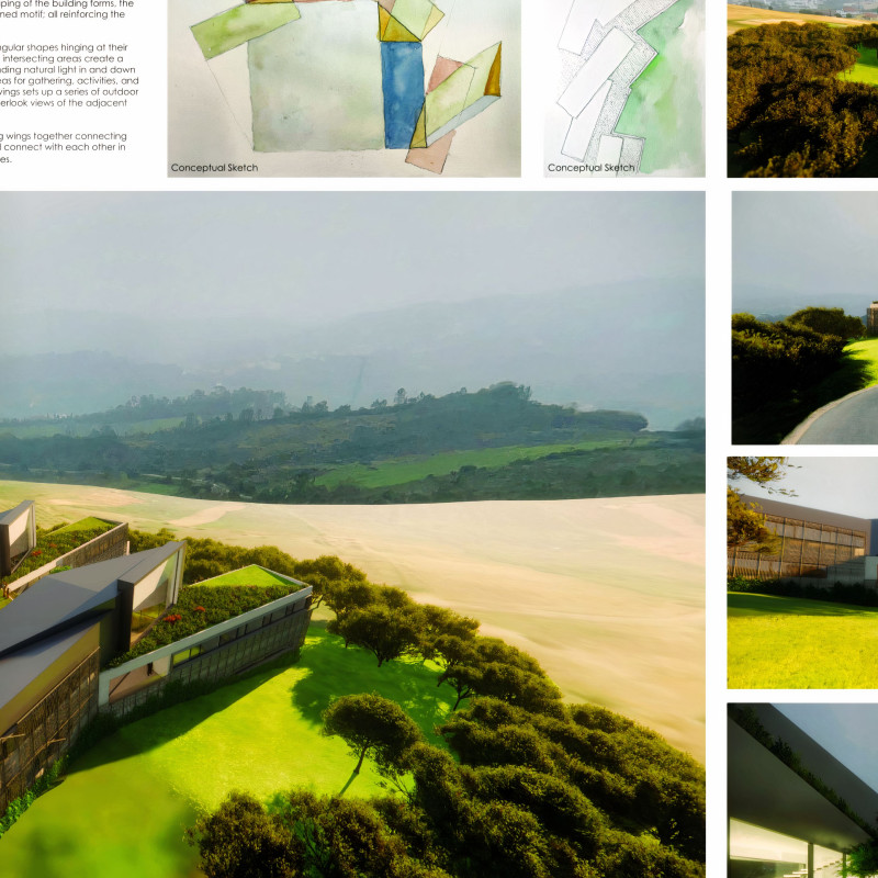 Natural Light and Green Roofs Enhanced by Trapezoidal Form and Wood Cladding