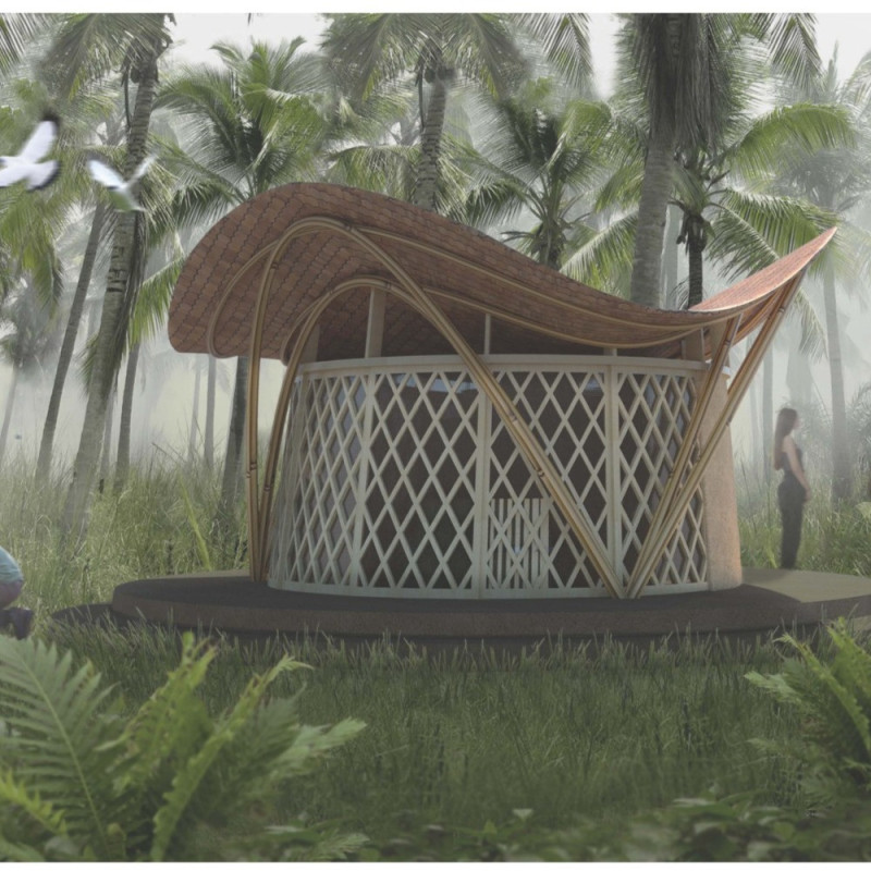 Bamboo Framework Combined with Copper Roofing for Sustainable Tropical Living