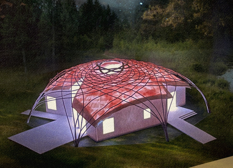 Translucent Fiberglass Dome with Bamboo Structure Enhancing Mindful Practices