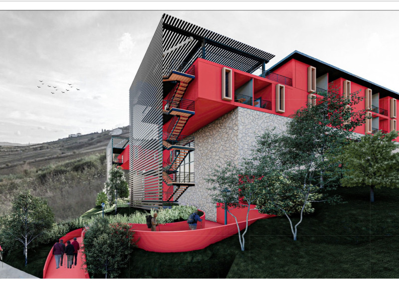 Tiered Landscaping and Natural Stone Facades in a Residential Community for Active Aging