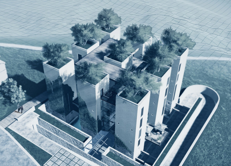 Vertical Gardens and Transparent Facades Utilizing Concrete and Glass for Sustainable Urban Living