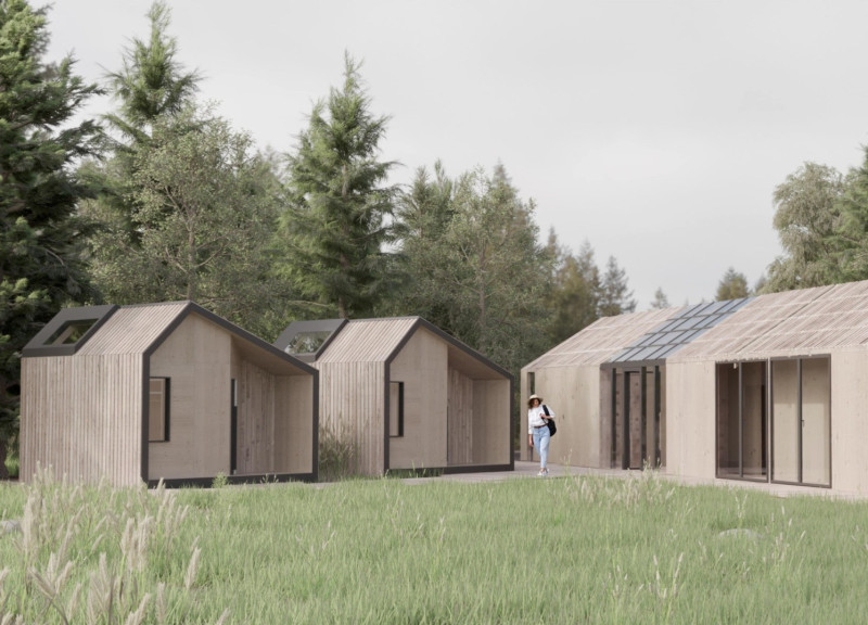 Timber Beams and Natural Light Shape a Mindfulness Sanctuary in a Serene Landscape
