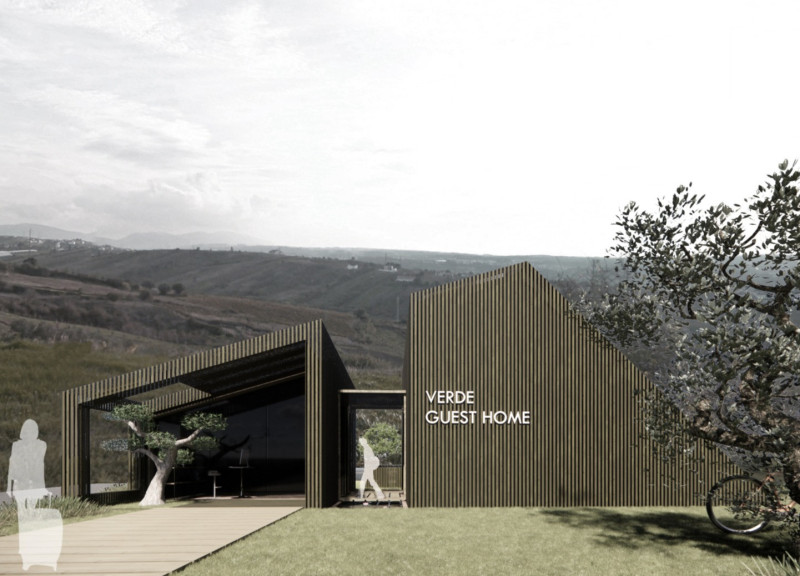 Charred Wooden Shingles Enveloping a Central Courtyard in a Sustainable Guest Residence