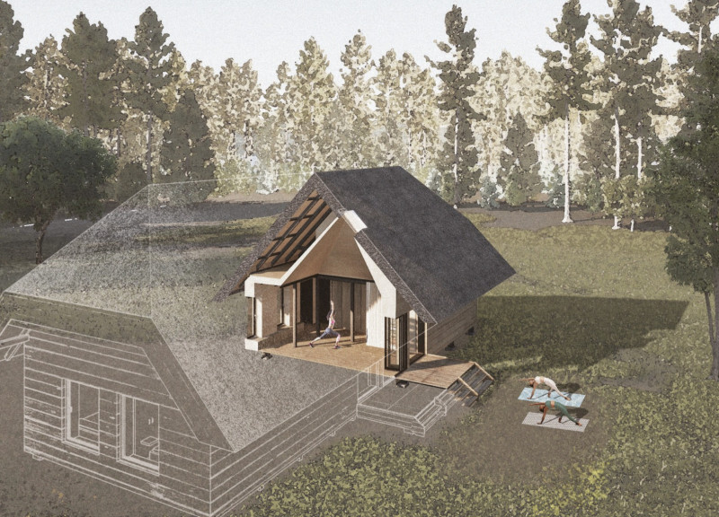 Charred Wooden Shingles and Cross-Laminated Timber Panels Define a Tranquil Retreat in a Forest Setting