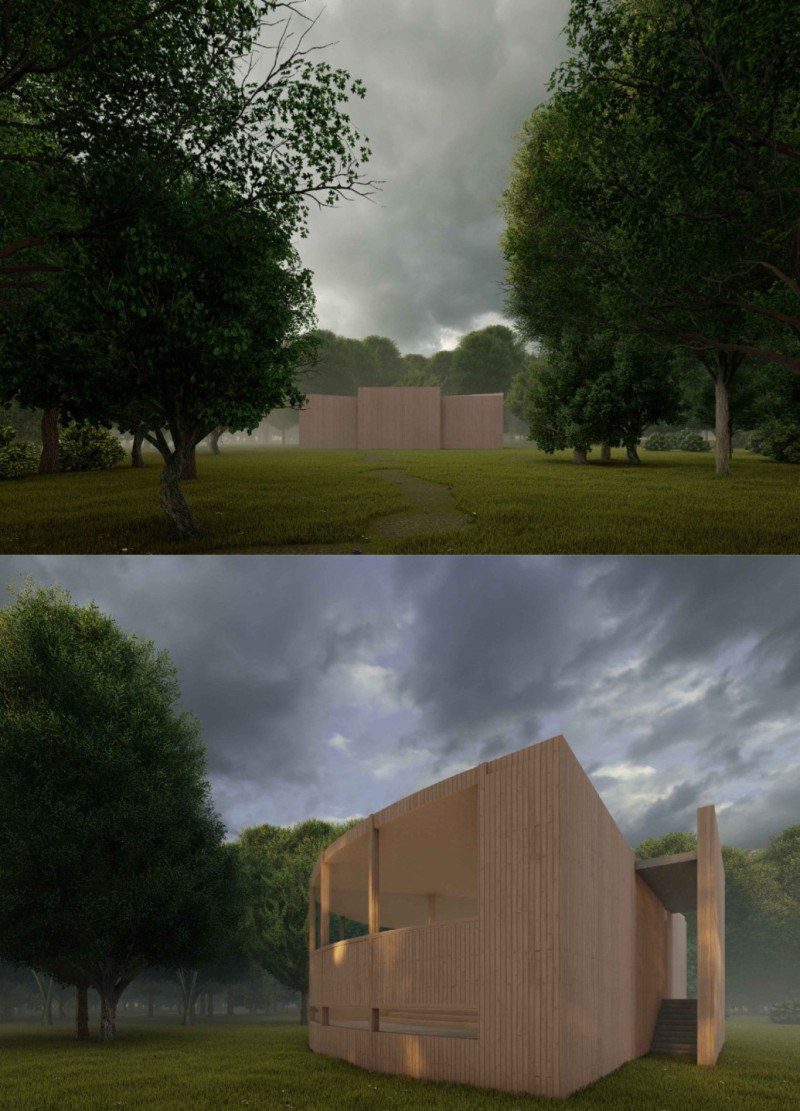 Panoramic Retreat Constructed with Engineered Wood and Natural Stone Elements