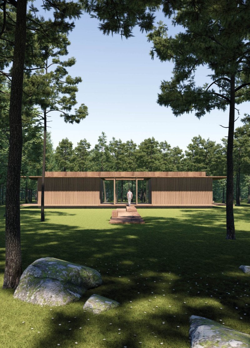 Charred Wooden Shingles and Timber Framework in a Seamless Yoga Retreat Integration