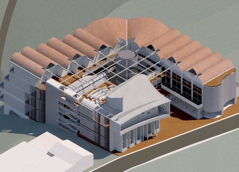 Curvilinear Sanctuary Constructed with Local Stone and Sustainable Wood for Communal Retreat