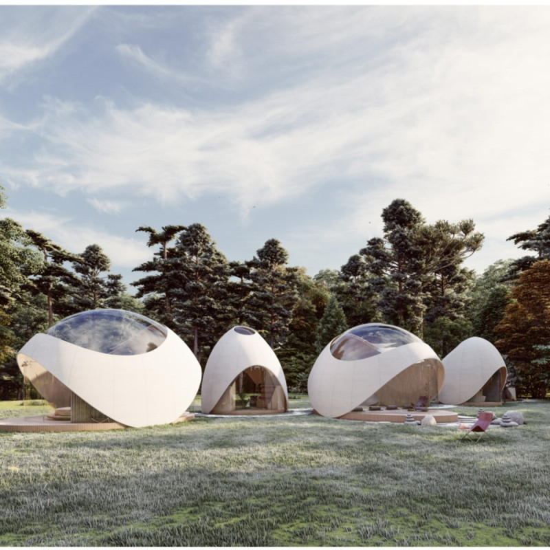 Fiber-Cement and Steel Frame Structures in a Mindfulness Retreat Nestled in the Forest