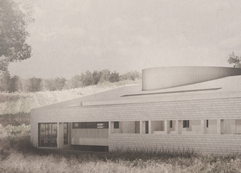 Sustainable Community Hub Crafted from Earthen Materials and Natural Wood Elements