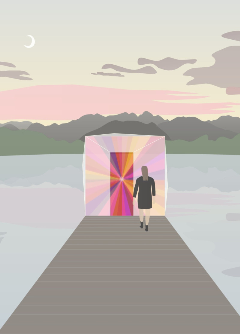 Reflective Glass Facade and Softwood Structure Create an Interactive Reading Space by the Lake