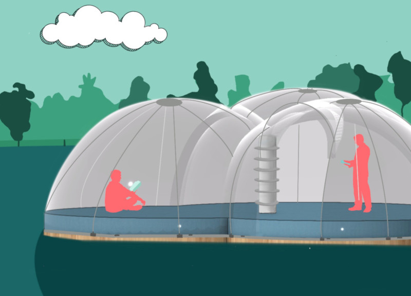Translucent PVC Domes That Create a Natural Reading Sanctuary Amidst a Flowing Meadow