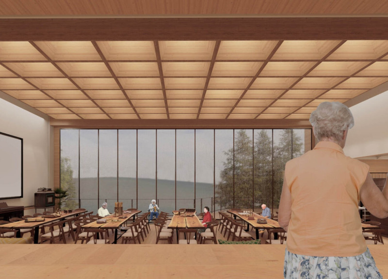 Grass Ramp and Rooftop Garden in Cross-Laminated Timber Residence for Elderly Care