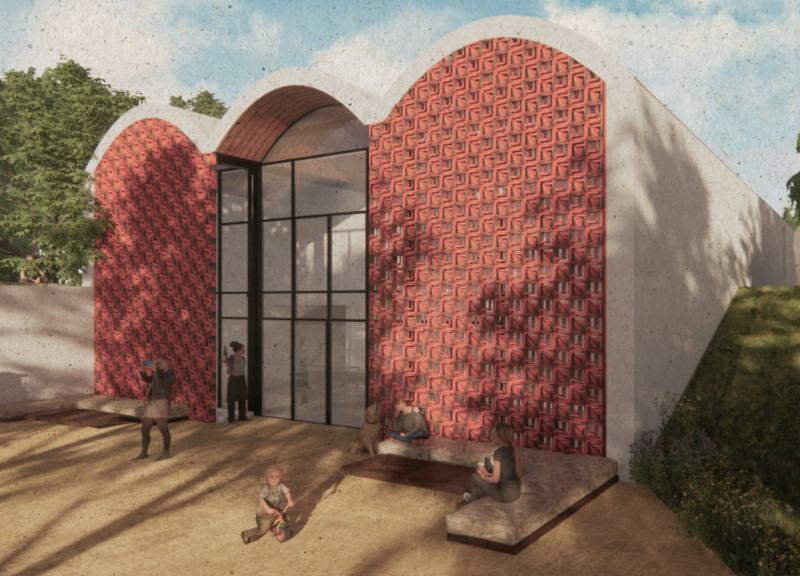 Rammed Earth Walls with Barrel Vault Roofs in a Community-Focused Design