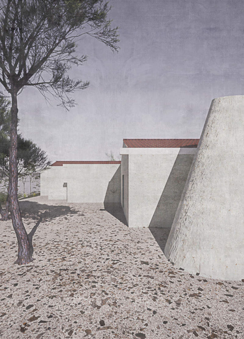 Natural Stone Accents and Clay Tiles Define a Community-Focused Courtyard Experience