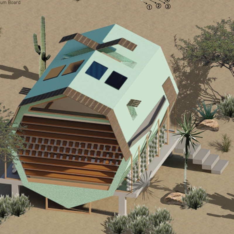 Hemp-Insulated Octagonal Shelter with Natural Stucco Finish for Community Living