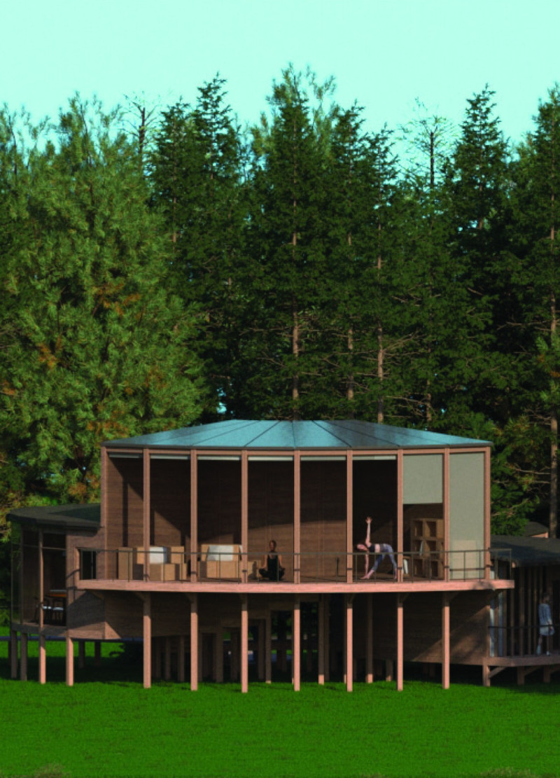 Elevated Design with Scots Pine and Recycled Steel in a Forest Retreat