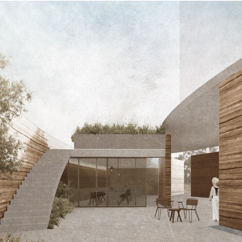 Rammed Earth Construction Harmonizes with Curved Form and Community Engagement