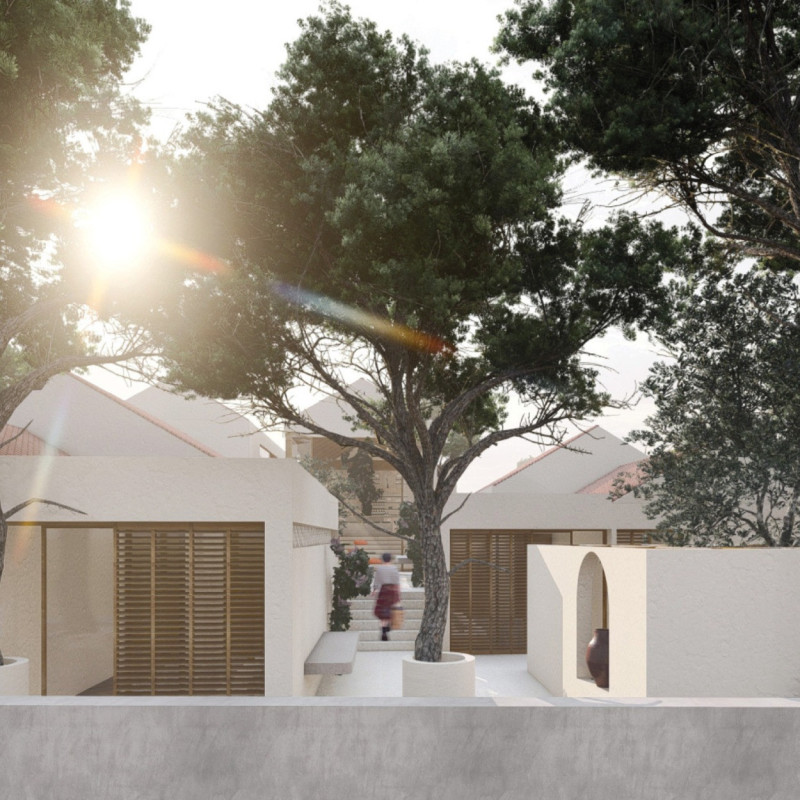 Rammed Earth and Cork Integration in a Community-Centric Guest House