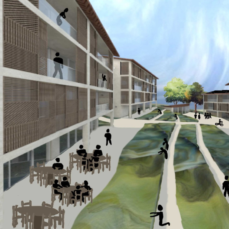 Cross-Laminated Timber and Terraced Landscapes Foster Community Living in Sustainable Residential Design