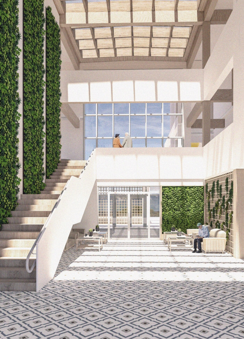 Natural Stone and Green Facades in a Terraced Community Care Facility