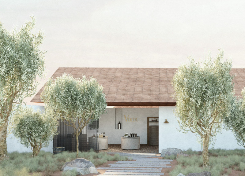 Terracotta Textures and Plastered Concrete Define Sustainable Olive Grove Experience
