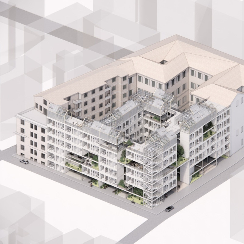 Sustainable Habitats Enclosed in Glass and Concrete with Green Courtyards