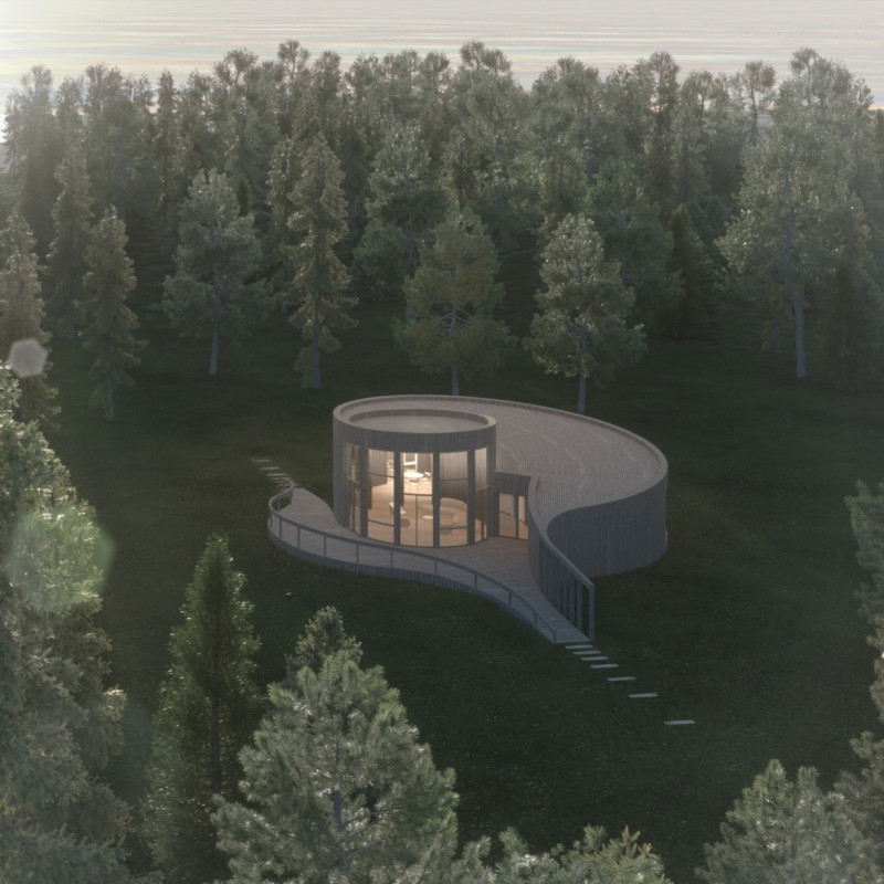 Circular Sanctuary Constructed with Yakusugi Cladding and Glulam Framework for Wellness Retreat