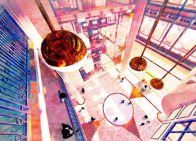 Marble and Glass Facade Integrating Historic Preservation with Flexible Collaborative Workspace