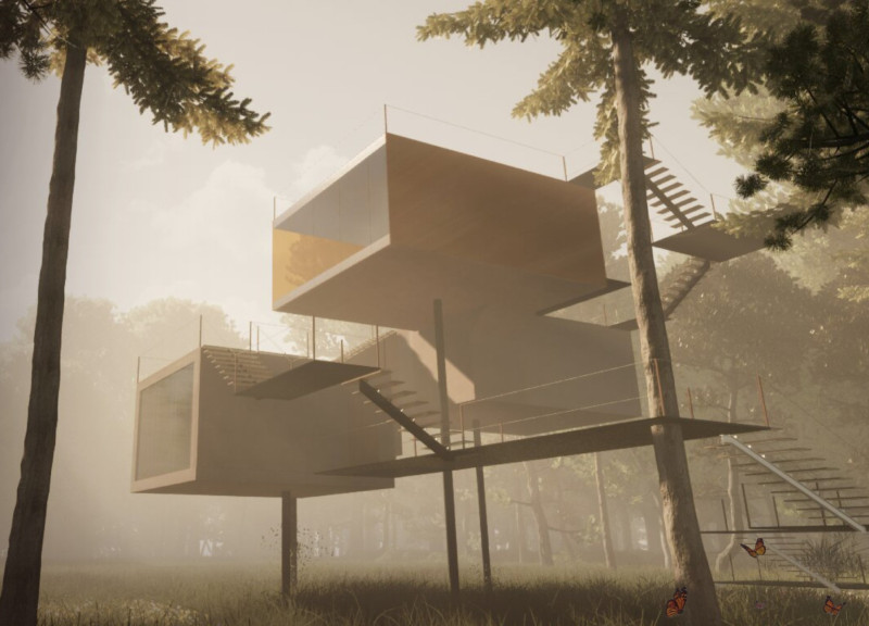 Cork Walls and Transparent Facades Elevate a Communal Sanctuary Amidst Nature