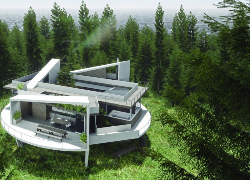 Circular Space Enhanced with Recycled Concrete and Charred Shingles for Mindful Practice