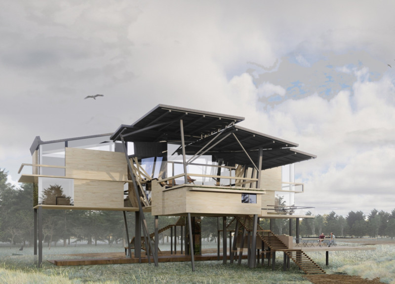 Biomimetic Design Featuring Anodized Aluminum and Large Glass Openings in a Wellness Retreat