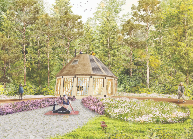 Thatch Roofing and Wood Panel Construction Create a Harmonious Community Space in Latvia