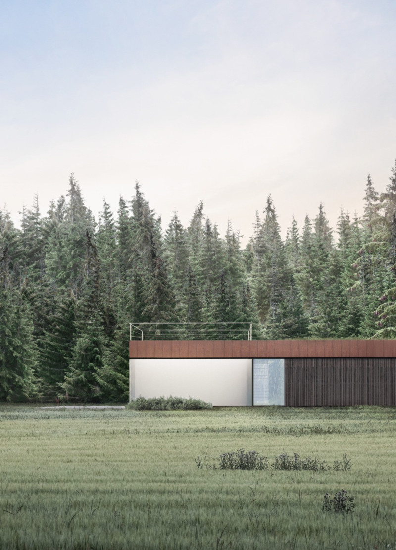 Corten Steel and Glass Integration in a Sustainable Forest Residence