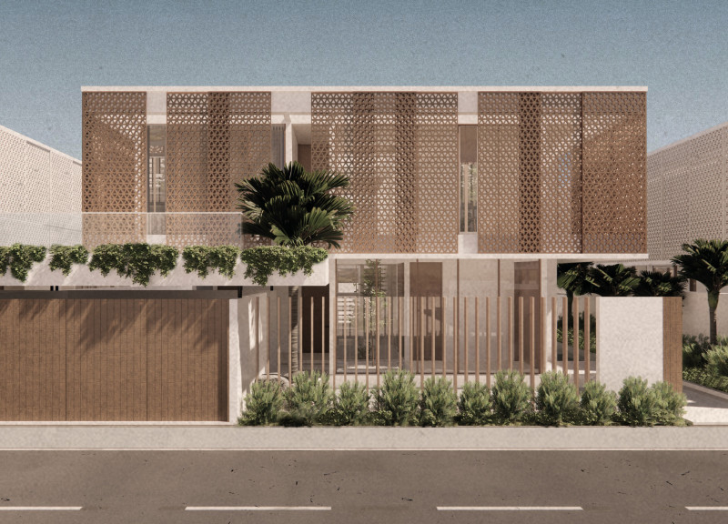 Lattice Screens and Bronze Elements Enhancing Thermal Comfort in Contemporary Residential Design