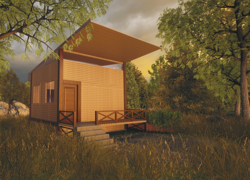 Transformable Living Space Featuring Sliding Floor and Sustainable Wood Construction