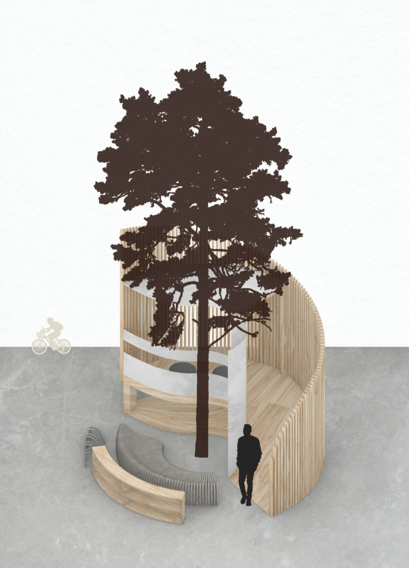 Elevated Reading Space Constructed with Etfe and Timber Integration to Enhance Urban Tranquility