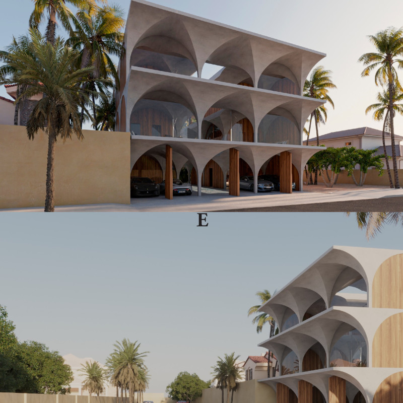 Arched Modules Crafted from Gfrc with Integrated Solar Panels for Community Living