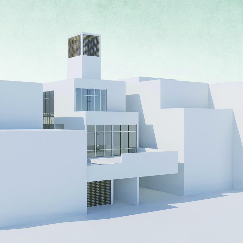 Wind Tower Integration and Natural Stone Facades in a Sustainable Family Home