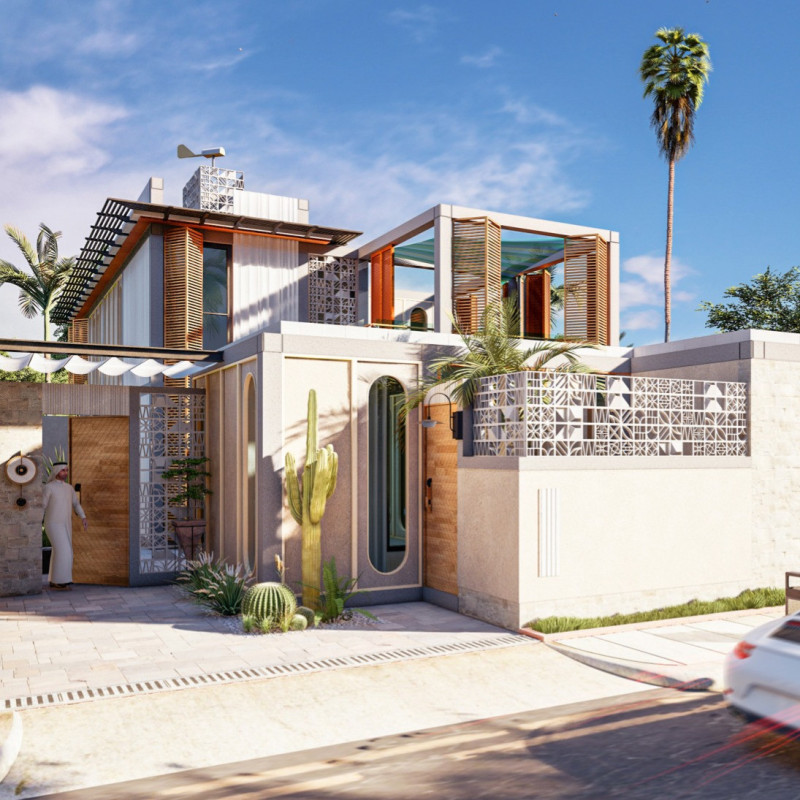 Rammed Earth Structure with Solar Panels and Flexible Living Spaces Emphasizing Cultural Heritage