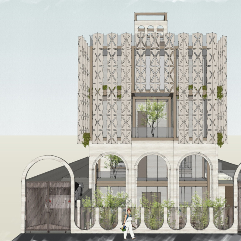 Natural Ventilation Through Traditional Mashrabiya and Sustainable Travertine in Residential Design