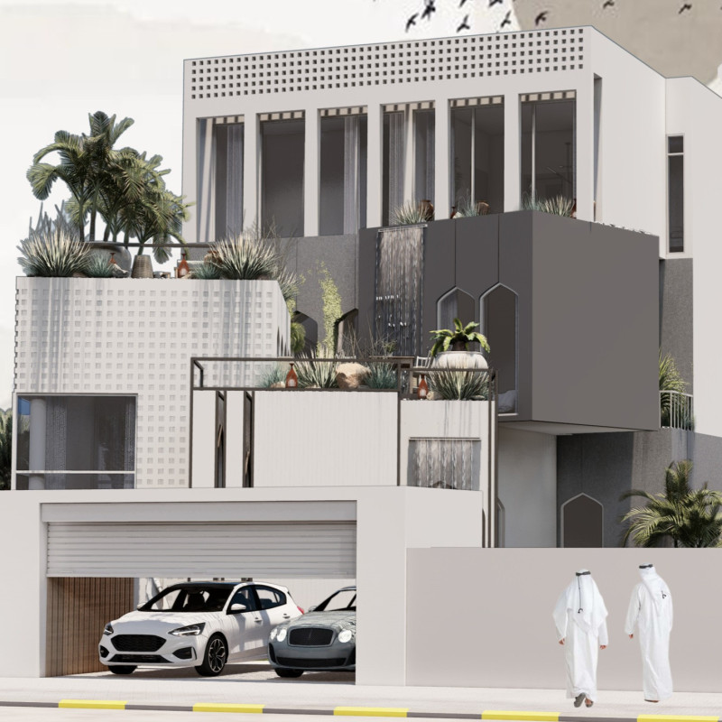 Cascading Water Features and Lattice Facades in a Sustainable Family Villa