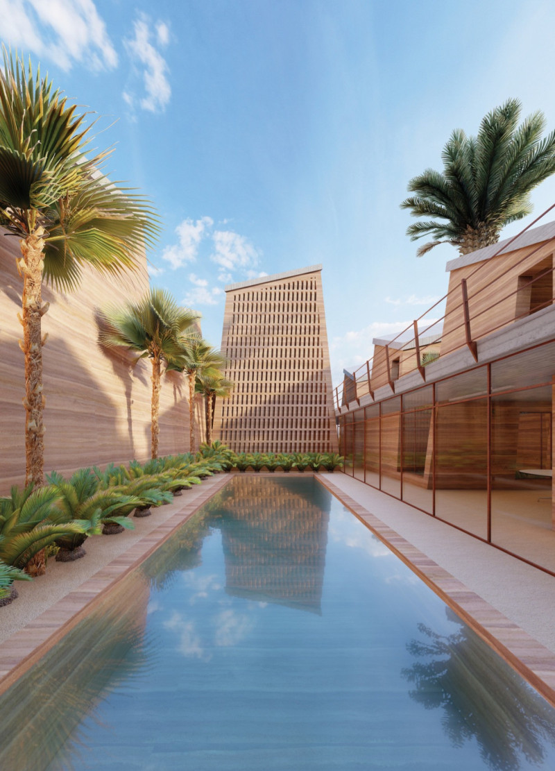 Rammed Earth Walls and Wind Towers Create a Sustainable Retreat in Arid Environments