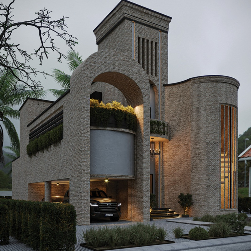 Central Courtyard Home Using Sustainable Bricks and Ceramic Tiles in a Desert Climate