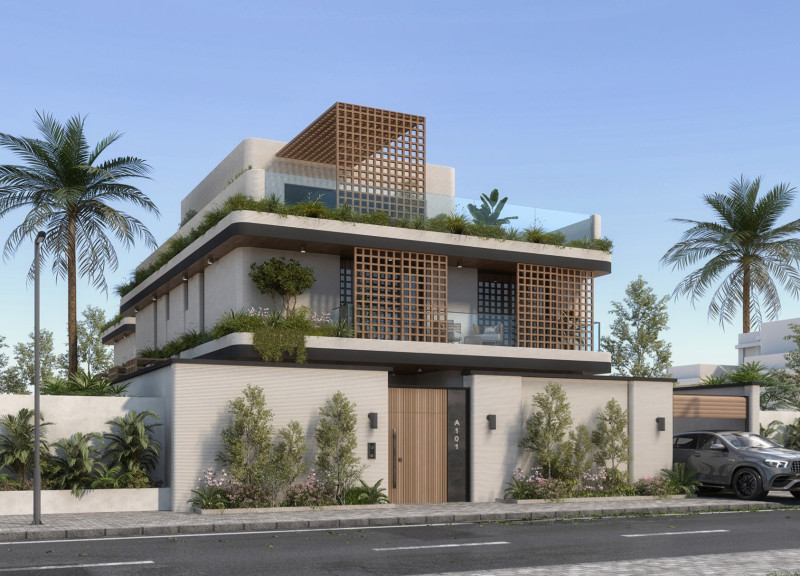 3d Printed Concrete Structure with Solar Chimney and Biophilic Design Elements