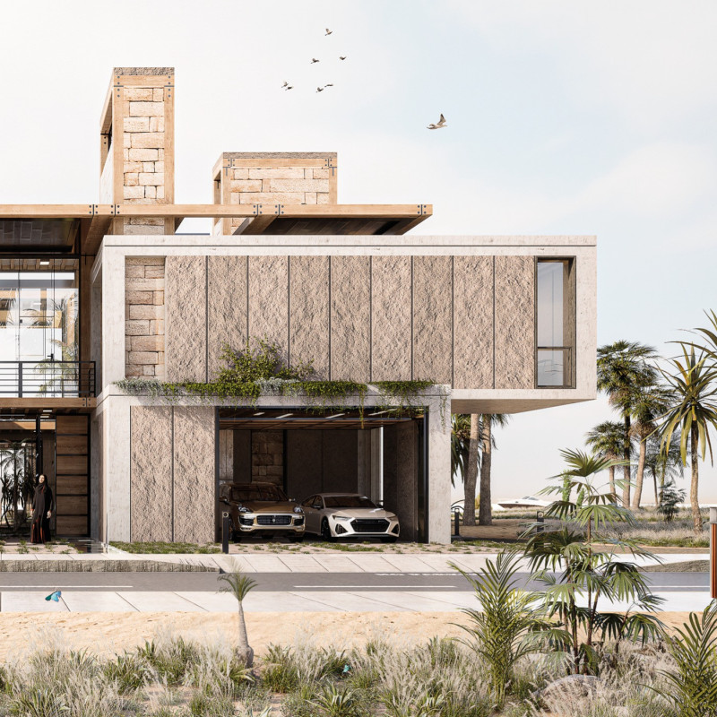 Windcatchers and Natural Stone Define a Sustainable Courtyard Community in Dubai