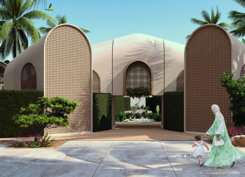 Biomimetic Structure Featuring GRC Panels and Traditional Sandalwood Enhancing Community Living