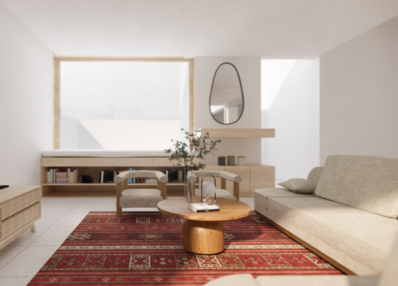 Natural Stone Facade Meets Solar Shading in a Courtyard Residence