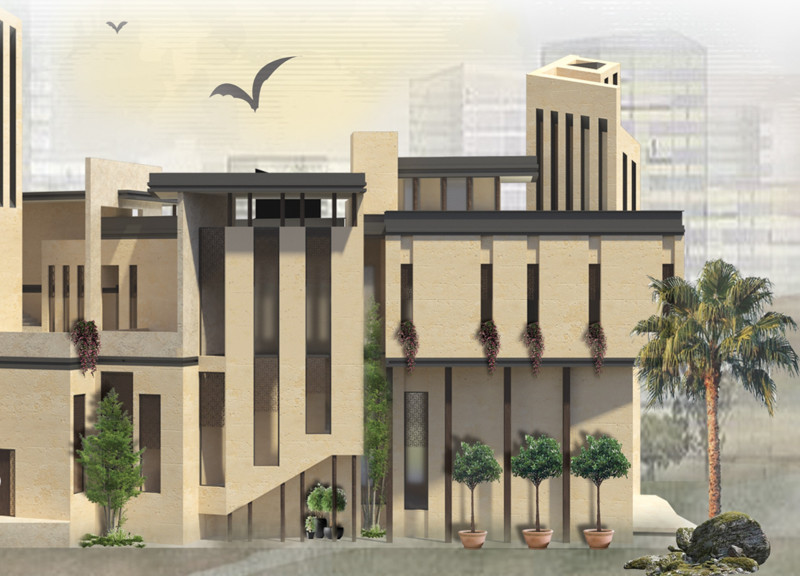 Rammed Earth Construction with Integrated Shading Devices for Sustainable Family Living