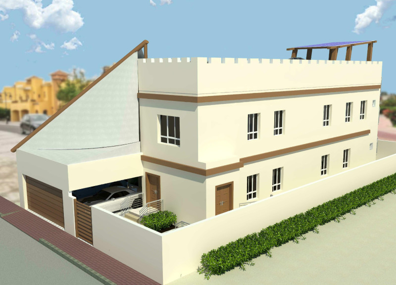 Sail-Inspired Structure Featuring Natural Stone Cladding and Sustainable Concrete Solutions