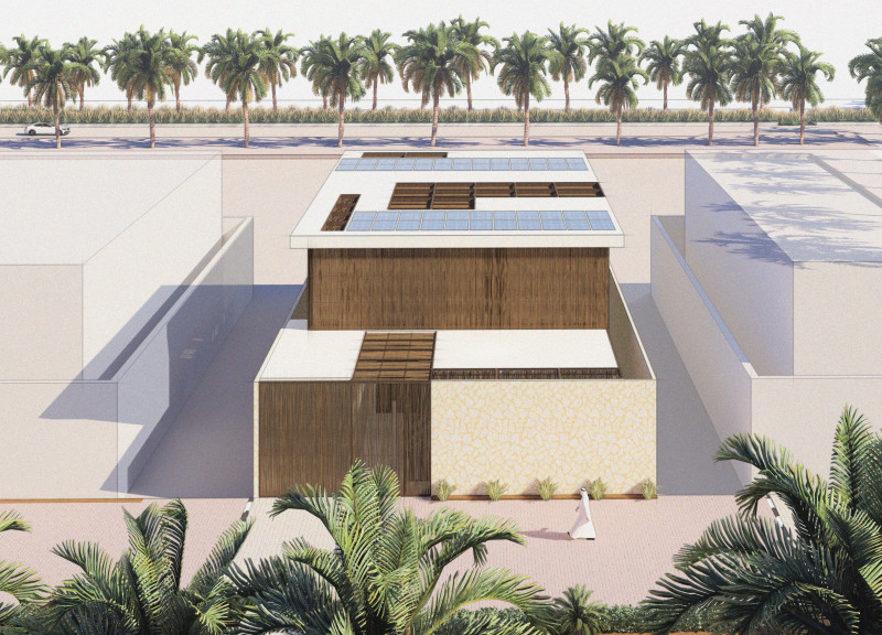 Charred Wooden Shingles and Recycled Masonry Define Sustainable Living Spaces in the Desert